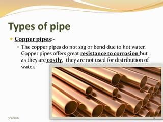 Types Of Pipes Used In Water Supply Ppt