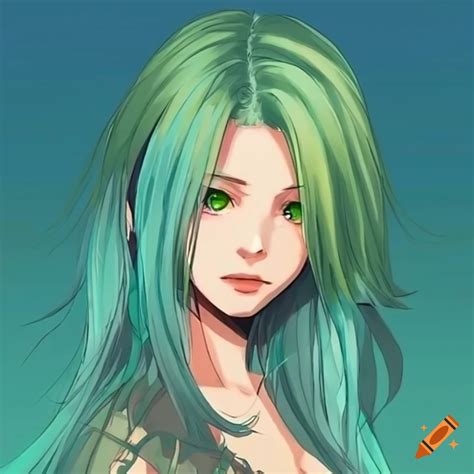 Female Character With Teal Hair In Anime Style With Yellow Tips On Craiyon