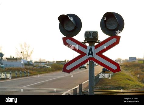 Download This Stock Image Railroad Crossing And Traffic Light Traffic