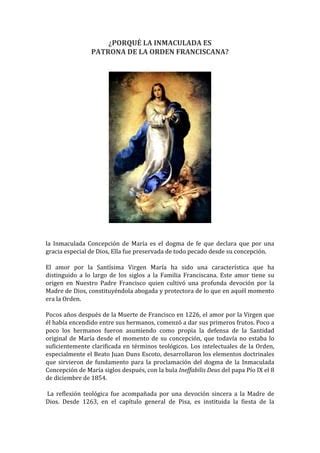 La Inmaculada Patrona Orden Franciscana Pdf