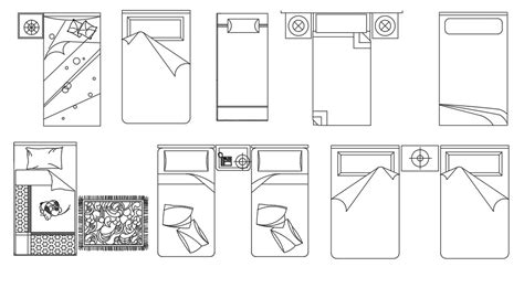 2d Furniture Bed Cad Blocks Detail Dwg File Cadbull