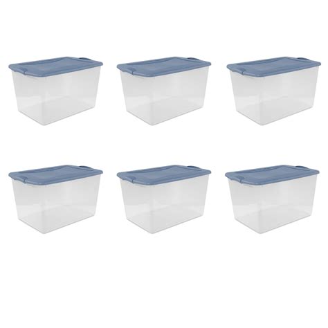 Free Shipping Sterilite 66 Qt Latch Box Plastic Adult Blue Moonlight