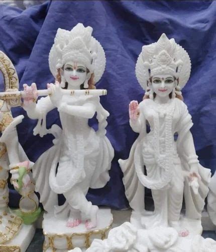 Painted Hindu Multicolor Radha Krishna Marble Statue For Worship Size