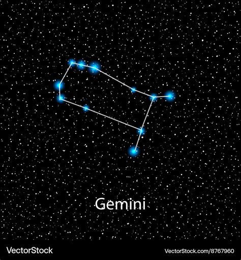 Gemini Zodiac Sign Bright Blue Stars Royalty Free Vector