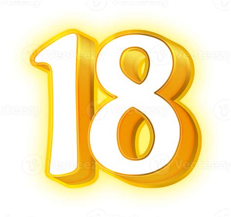 Gold Neon Number 18 33555171 Png