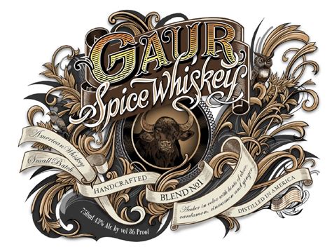 Label Design For Gaur Spice Whiskey By Orion Champadiyil On Dribbble