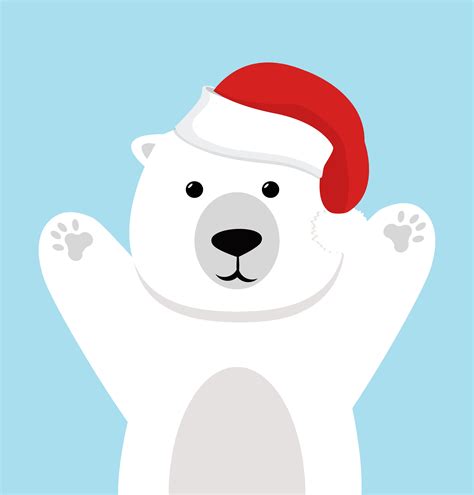 Cute Polar Bear Vector With Santa Hat Vector Art At Vecteezy