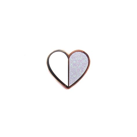 Tiny Heart Pin White Enamel Pin Glitter Gold Metal Hard Enamel