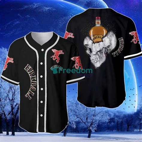 Fireball Whisky Skull Halloween Baseball Jersey Freedomdesign