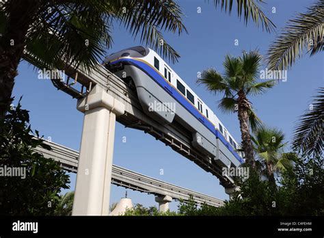 Palm Jumeirah Monorail Train In Dubai United Arab Emirates Stock Photo