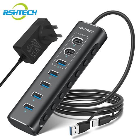 Rshtech A C Powered Usb Hub In Gbps Usb A Usb C