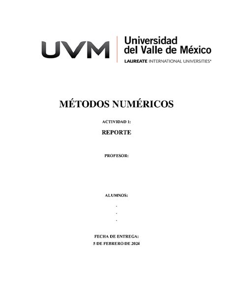 Actividad Metodos Numericos Reporte M Todos Num Ricos Actividad