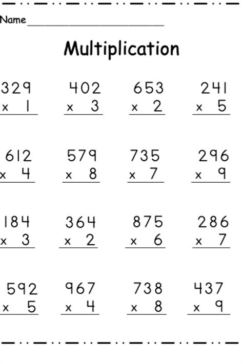 Multiplication Worksheets Standard Algorithm Digit X Digits