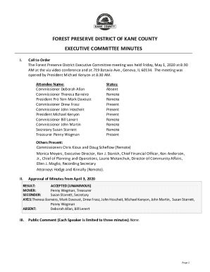 Fillable Online Kane County Forest Preserve District Executive