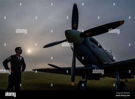 Duxford Uk Th Sep Spitfires And Hurricanes Lined Up In The