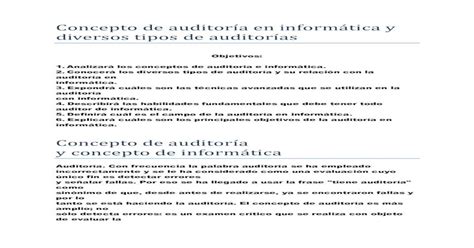 Concepto De Auditoría En Informática Y Diversos Tipos De · Concepto