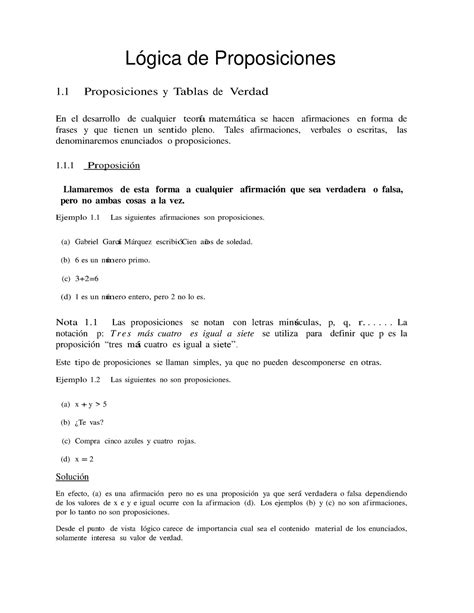 Logica Proposicional Conectores Lógica De Proposiciones 1 Proposiciones Y Tablas De Ver Dad En