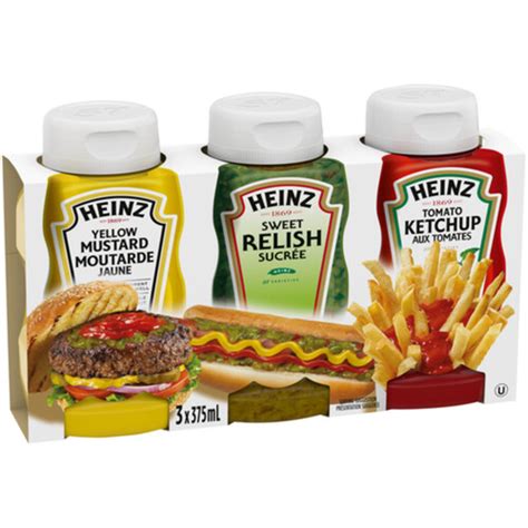 Heinz Condiment Pack Yellow Mustard Sweet Relish And Tomato Ketchup 3 X 375 Ml Voilà Online