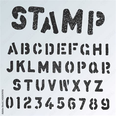 Stamp Alphabet Font Template Grunge Letters And Numbers Stencil Design