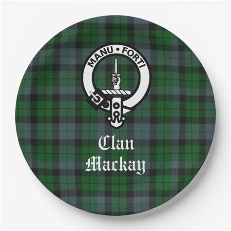 Clan Mackay Crest Badge And Tartan Customizable Paper Plates Zazzle