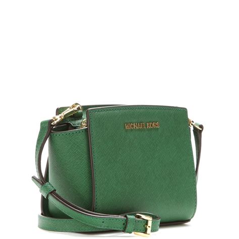 Michael Michael Kors Selma Mini Messenger Leather Shoulder Bag In Green