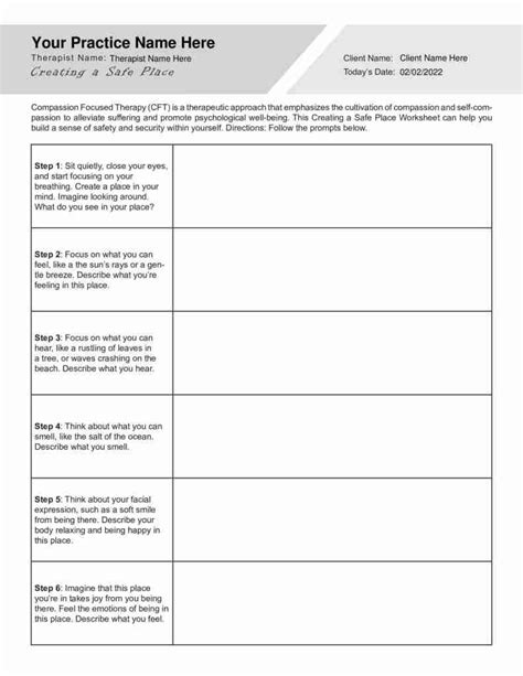 Cft Creating A Safe Place Worksheet Editable Fillable Printable Pdf