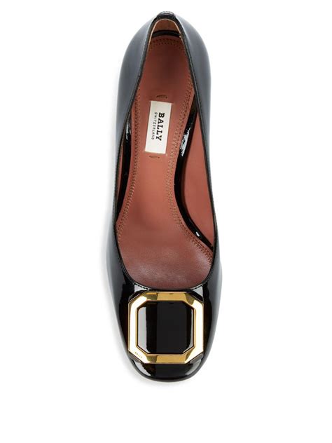 Bally Patent Leather Block Heel Pumps In Black Lyst