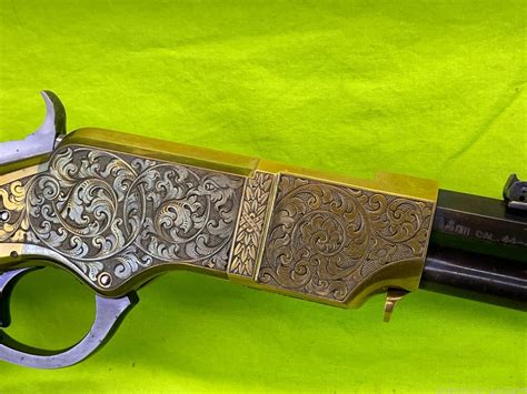 Rare Uberti Presentation 1860 Henry Charcoal Blued Engraved 44 40 Wcf