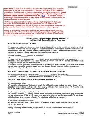 Fillable Online Research Uky Informed Consent For Specimen Tissue
