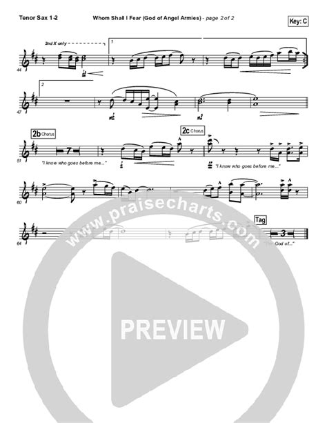 Whom Shall I Fear God Of Angel Armies Tenor Sax Sheet Music Pdf