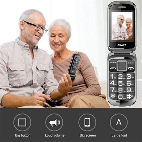 Мобильный телефон Guwet Unlocked GSM Flip, телефоны с большими кнопками ...