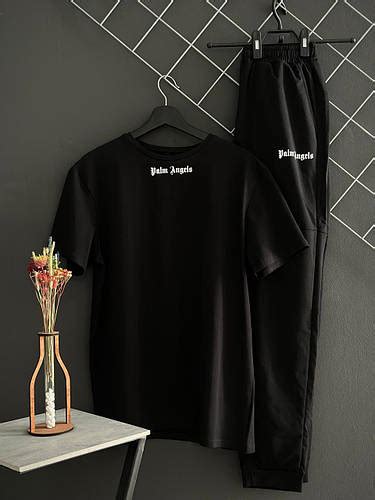 Костюм мужской Palm Angels спортивный летний, Черный комплект удобный ...