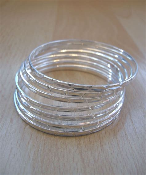 7 Day Sterling Silver Bangle Bracelet Set Sterling Silver Bangles