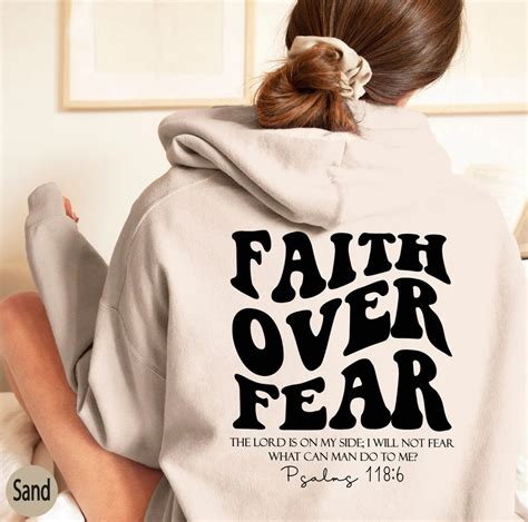 Faith Over Fear Sweatshirt Christian Shirt Bible Verse Hoodi