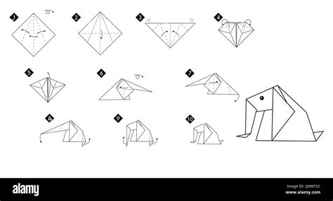 Esquema de origami de elefante fotografías e imágenes de alta