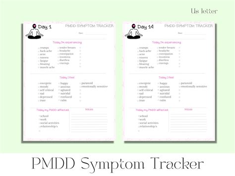 Premenstrual Dysphoric Disorder Symptom Tracker Pmdd Chart Etsy