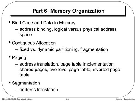 Part Memory Organization