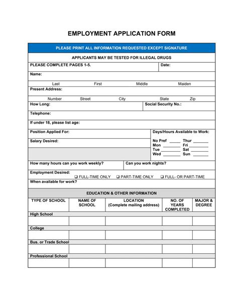 Employment Application Form Template By Business In A Box