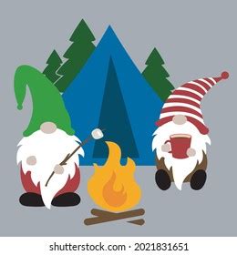 Camping Gnomes Svg Vector Illustration Isolated