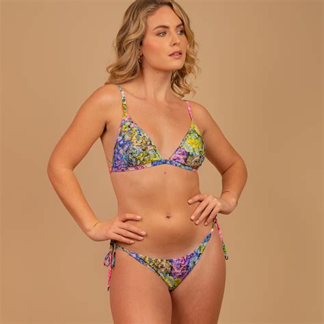 Moontide Hydrangea Bralette Tri Bikini Top Moontide Swimwear