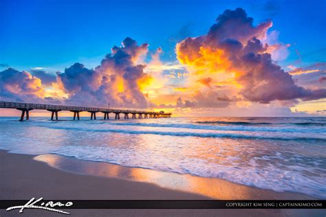 Pompano Beach Pier Along the Ocean Sunrise | Royal Stock Photo