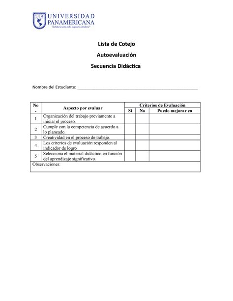 Autoevaluación Micro enseñanza practica supervisada upana Lista de