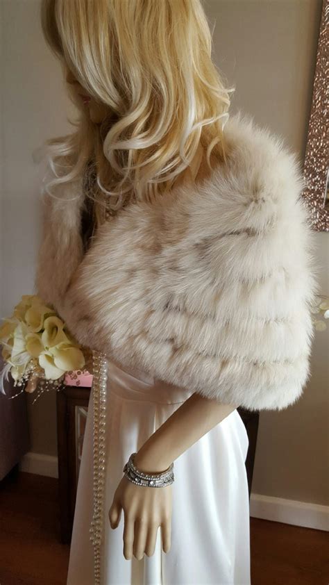 Luxury Vintage Fox Fur Stole Genuine Fox Bridal Fur Shrug Fur