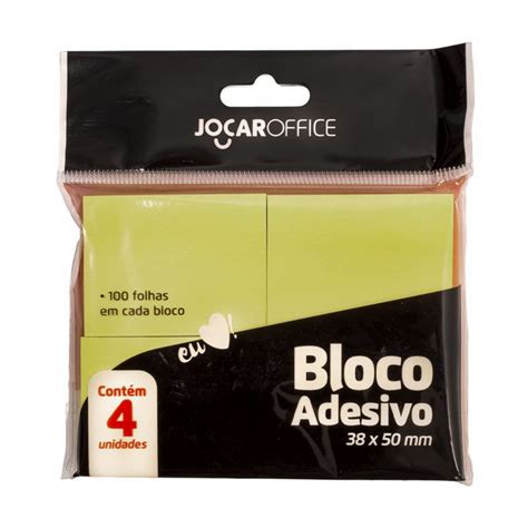 Bloco Adesivo X Mm Amarelo Blocos C Folhas Jocar Office