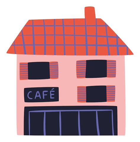 Premium Vector Old Cafe Building Cute Night City Element