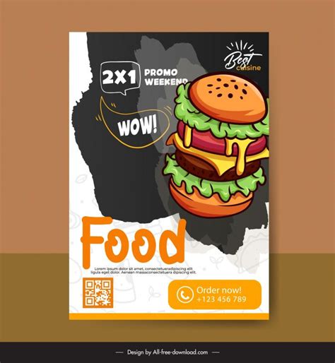 Fast Food Flyer Template Hamburger Decor Vectors Images Graphic Art