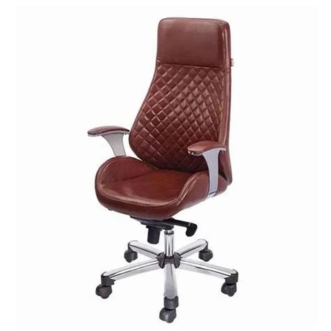 Leatherette High Back Geeken Office Chair Fixed Arm Brown At Rs