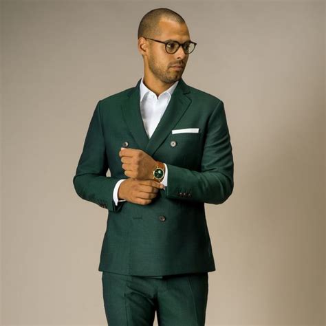 Two Piece Double Breasted Suit In Dark Emerald Green Tailor Store®