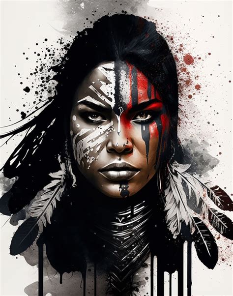 Native American Warrior Woman Drawing