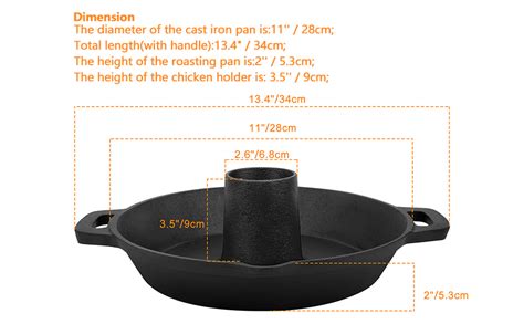 Onlyfire Universal Cast Iron Chicken Roaster Pre Seasoned Poultry